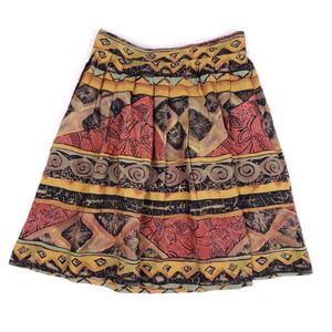Vintage Justin B Jones Abstract Tribal A Line Skirt Rayon Made In USA Large